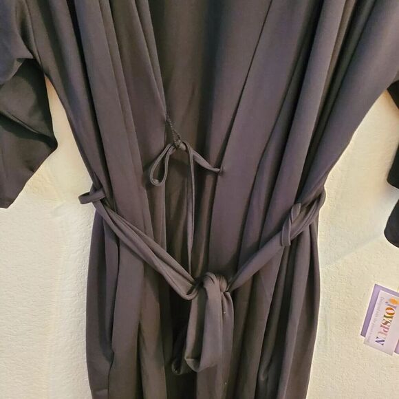 Joyspun Women's Black Soft Knit Robe With Pockets, Size (2X-3X) - Picture 5 of 10